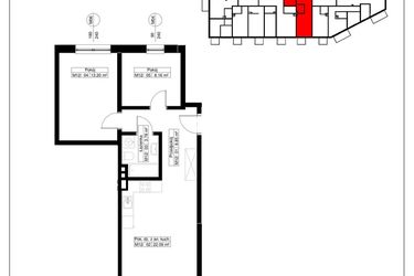 Rzut - Mieszkanie na sprzedaż 3 pokoje o powierzchni 56,08 m² - numer 12 w Światowida 61B