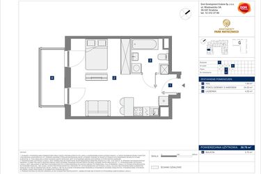 Rzut - Mieszkanie na sprzedaż 1 pokój o powierzchni 30,7 m² - numer F-67 w Apartamenty Park Matecznego Etap 2