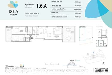 Rzut - Mieszkanie na sprzedaż 2 pokoje o powierzchni 83,02 m² - numer 1.6A w Isea - Estepona