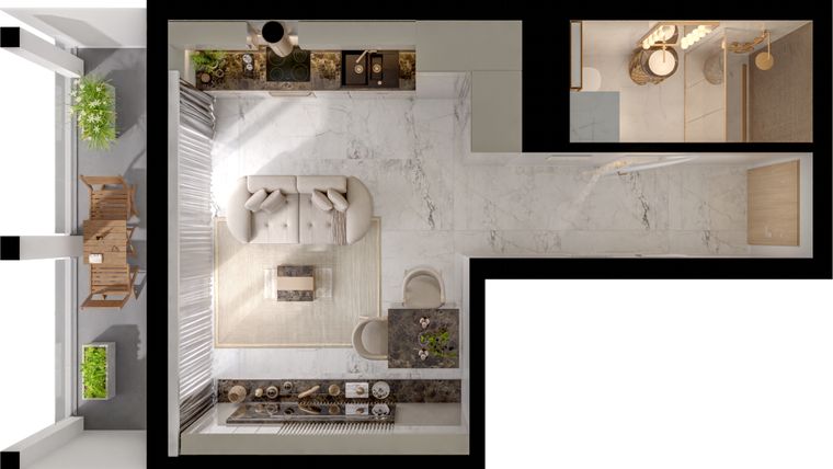 Rzut - Mieszkanie na sprzedaż 1 pokój o powierzchni 27,86 m² - numer A5/4/31 w GEMINI G-7