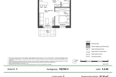Rzut - Mieszkanie na sprzedaż 2 pokoje o powierzchni 32,35 m² - numer E.4.40 w Nowy Świat Ostoja etap II - EFG