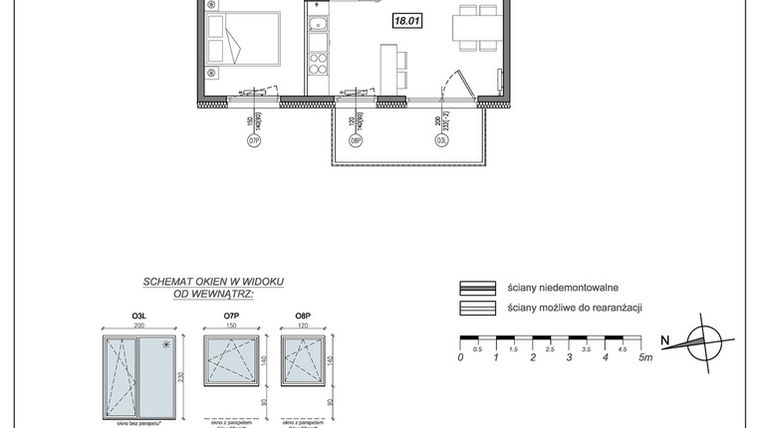Rzut - Mieszkanie na sprzedaż 2 pokoje o powierzchni 47,94 m² - numer 9.A.18 w Urzeka bud. 9