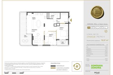 Rzut - Mieszkanie na sprzedaż 3 pokoje o powierzchni 78,97 m² - numer WKJ-LM-10 w Wola Księcia Janusza