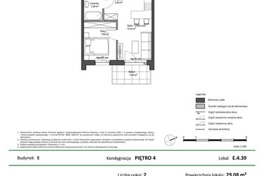 Rzut - Mieszkanie na sprzedaż 2 pokoje o powierzchni 29,08 m² - numer E.4.39 w Nowy Świat Ostoja etap II - EFG
