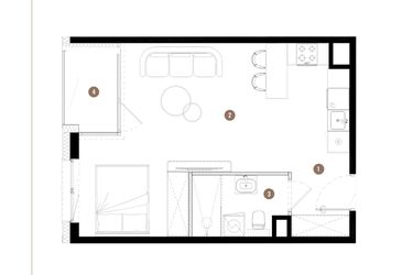 Rzut - Mieszkanie na sprzedaż 1 pokój o powierzchni 36,16 m² - numer C2.02.21 w Apartamenty Reytana