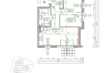 Rzut - Mieszkanie na sprzedaż 2 pokoje o powierzchni 43,52 m² - numer A.I.1 w Villa Rosenthal