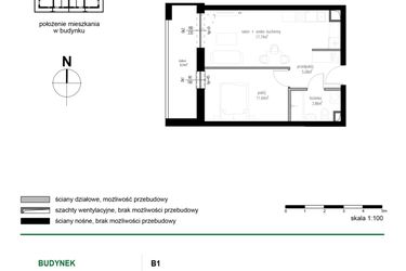 Rzut - Mieszkanie na sprzedaż 2 pokoje o powierzchni 38,32 m² - numer 23 w Wędrowna