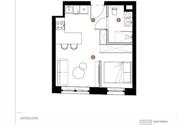 Rzut - Mieszkanie na sprzedaż 1 pokój o powierzchni 29,77 m² - numer LM.01.10.05 w Katowicka Residence