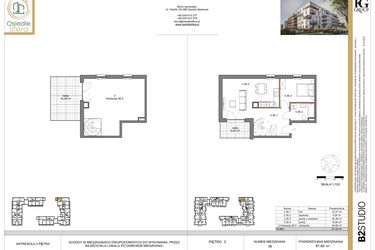 Rzut - Mieszkanie na sprzedaż 2 pokoje o powierzchni 87,49 m² - numer 36 w Osiedle Sfera etap II