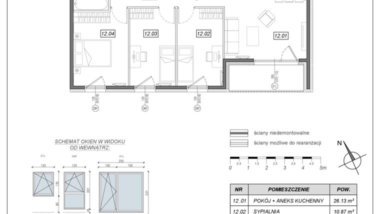 Rzut - Mieszkanie na sprzedaż 4 pokoje o powierzchni 78,94 m² - numer 5.A.12 w Nowe Południe bud. 5