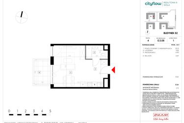 Rzut - Mieszkanie na sprzedaż 1 pokój o powierzchni 31,25 m² - numer E.5.08 w CityFlow