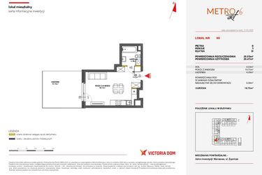 Rzut - Mieszkanie na sprzedaż 1 pokój o powierzchni 28,85 m² - numer 90 w Metro Art 6