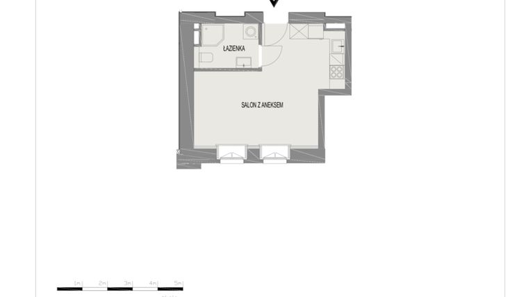 Rzut - Mieszkanie na sprzedaż 1 pokój o powierzchni 27,29 m² - numer A20 w Komuny Paryskiej 19a