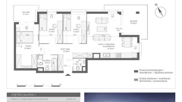 Rzut - Mieszkanie na sprzedaż 4 pokoje o powierzchni 70,76 m² - numer M4 w Apartamenty Przystań bud. F