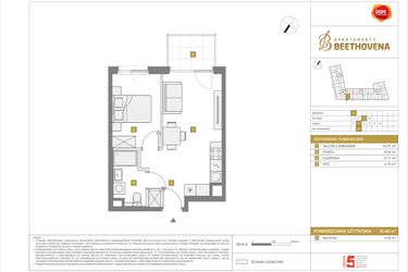 Rzut - Mieszkanie na sprzedaż 2 pokoje o powierzchni 35,4 m² - numer A51 w Apartamenty Beethovena