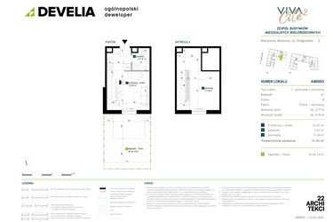 Rzut - Mieszkanie na sprzedaż 1 pokój o powierzchni 42,86 m² - numer AB0003 w Viva Cité 2