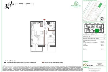 Rzut - Mieszkanie na sprzedaż 2 pokoje o powierzchni 40,56 m² - numer 21 w Osiedle Polna bud. 5