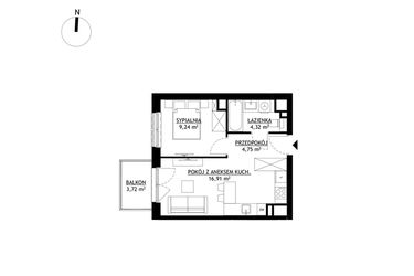 Rzut - Mieszkanie na sprzedaż 2 pokoje o powierzchni 35,22 m² - numer A12 w FUTURO