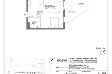 Rzut - Mieszkanie na sprzedaż 1 pokój o powierzchni 37,74 m² - numer E.1M24 w Nowa Wałowa bud. E