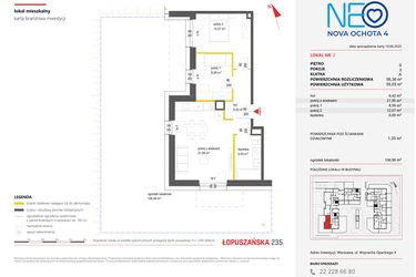 Rzut - Mieszkanie na sprzedaż 3 pokoje o powierzchni 56,36 m² - numer 2 w Neo Nova Ochota 4