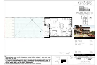 Rzut - Mieszkanie na sprzedaż 2 pokoje o powierzchni 46,86 m² - numer B05 w Kazimierza Wielkiego 42A etap II