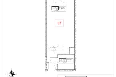 Rzut - Mieszkanie na sprzedaż 1 pokój o powierzchni 28,99 m² - numer A3.3 w Rezydencja Ogród Saski etap I i II