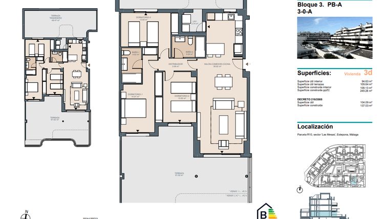 Rzut - Mieszkanie na sprzedaż 3 pokoje o powierzchni 249,28 m² - numer 01SP w South Place Las Mesas