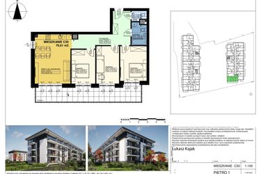 Rzut - Mieszkanie na sprzedaż 4 pokoje o powierzchni 76,61 m² - numer C30 w Duo Park