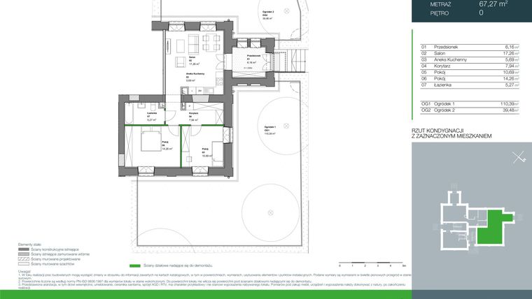 Rzut - Mieszkanie na sprzedaż 3 pokoje o powierzchni 67,27 m² - numer C3.0.02 w Aroma Park Lofty