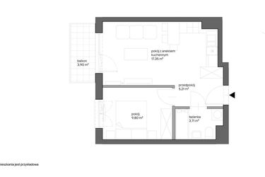 Rzut - Mieszkanie na sprzedaż 2 pokoje o powierzchni 36,07 m² - numer B.040 w Słoneczne Miasteczko - etap XV