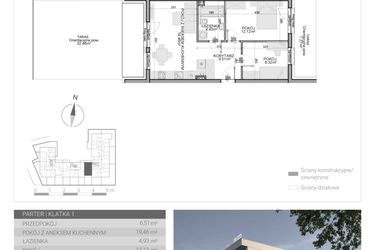 Rzut - Mieszkanie na sprzedaż 3 pokoje o powierzchni 51,34 m² - numer M-6 w Osiedle Radosne II