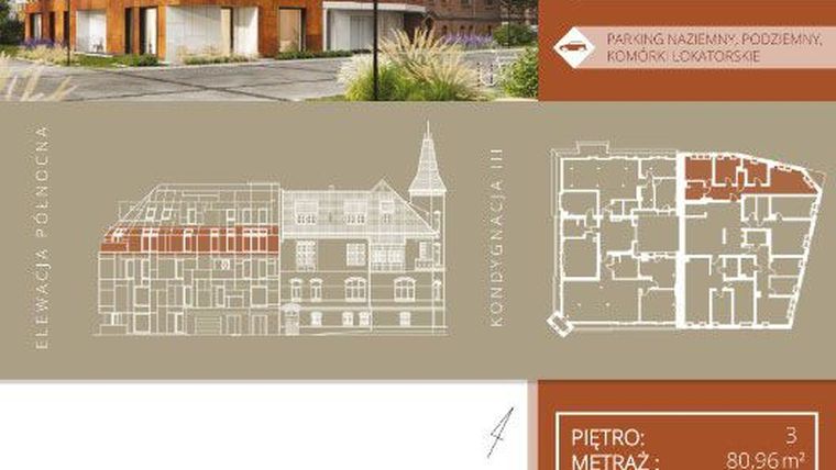 Rzut - Mieszkanie na sprzedaż 4 pokoje o powierzchni 81,18 m² - numer B.3.1 w Browar Jedności