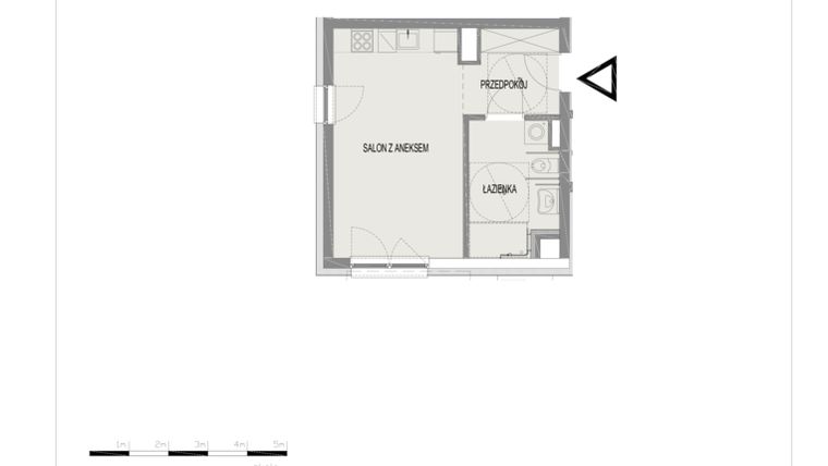 Rzut - Mieszkanie na sprzedaż 1 pokój o powierzchni 31,35 m² - numer B2 w Komuny Paryskiej 19a