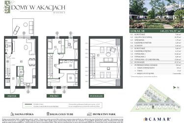 Rzut - Dom na sprzedaż 4 pokoje o powierzchni 145,22 m² - numer 5B w Domy w akacjach