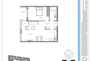 Rzut - Mieszkanie na sprzedaż 2 pokoje o powierzchni 57,16 m² - numer M40 w Osiedle Piltza etap X
