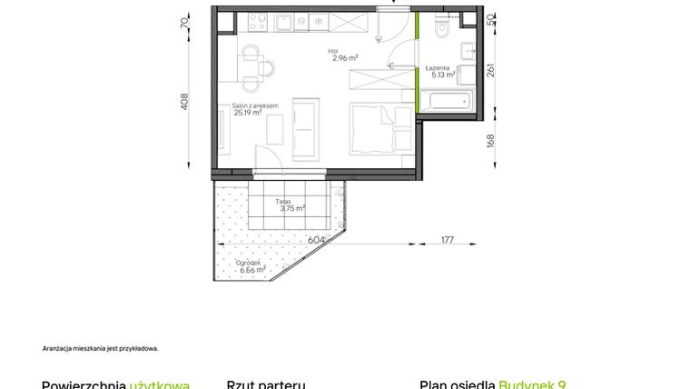 Rzut - Mieszkanie na sprzedaż 1 pokój o powierzchni 33,28 m² - numer 062/9 w Aleje Praskie