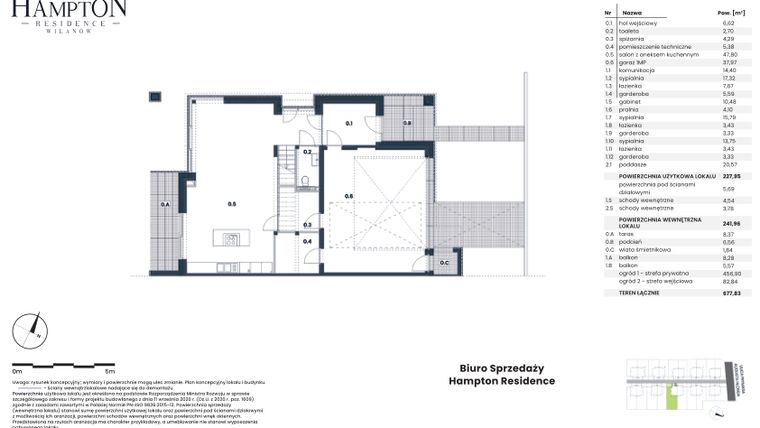 Rzut - Dom na sprzedaż 4 pokoje o powierzchni 227,95 m² - numer HB8A w Hampton Residence Wilanów