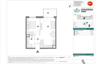 Rzut - Mieszkanie na sprzedaż 2 pokoje o powierzchni 39,13 m² - numer J49 w Apartamenty Myśliborska Park