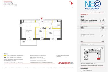 Rzut - Mieszkanie na sprzedaż 3 pokoje o powierzchni 51,51 m² - numer 101 w Neo Nova Ochota 4