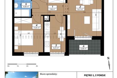 Rzut - Mieszkanie na sprzedaż 2 pokoje o powierzchni 47,28 m² - numer C/1/3 w Limone