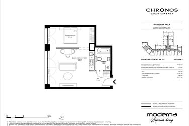 Rzut - Mieszkanie na sprzedaż 2 pokoje o powierzchni 44,93 m² - numer 521 w Chronos etap II