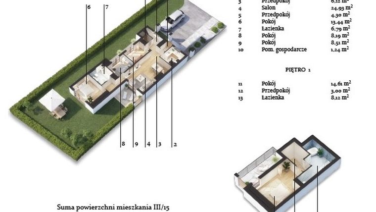Rzut - Dom na sprzedaż 5 pokoi o powierzchni 108,24 m² - numer III/15 w Apartamenty Cyraneczki