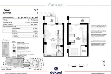 Rzut - Mieszkanie na sprzedaż 2 pokoje o powierzchni 69,45 m² - numer 5.02 w Pino Resort