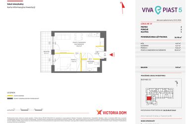 Rzut - Mieszkanie na sprzedaż 2 pokoje o powierzchni 36,94 m² - numer A.19 w Viva Piast 5