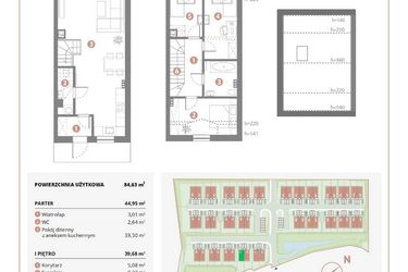 Rzut - Dom na sprzedaż 4 pokoje o powierzchni 84,63 m² - numer 2B w Bursztynowa Polana