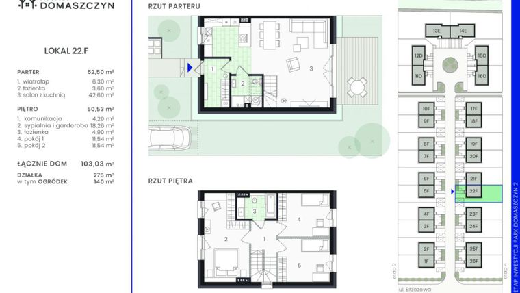 Rzut - Dom na sprzedaż 5 pokoi o powierzchni 103,51 m² - numer 22F w Park Domaszczyn 2 - etap 4
