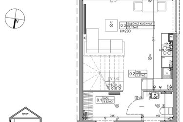 Rzut - Dom na sprzedaż 3 pokoje o powierzchni 65,15 m² - numer 23 w Zielone Ogrody