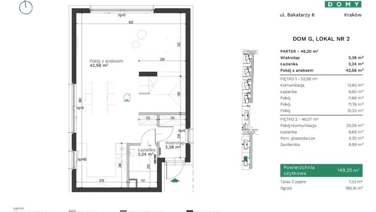 Rzut - Dom na sprzedaż 5 pokoi o powierzchni 149,25 m² - numer G2 w Destino Domy