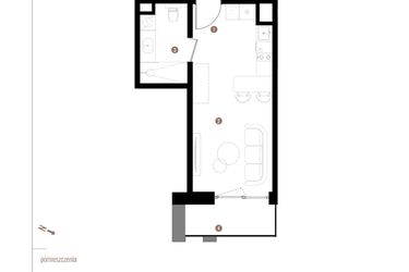 Rzut - Mieszkanie na sprzedaż 1 pokój o powierzchni 25,72 m² - numer A2.4.07 w Apartamenty Grundmanna
