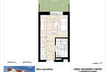 Rzut - Mieszkanie na sprzedaż 1 pokój o powierzchni 19,75 m² - numer B3/0/13 w Montano bud. B3 - apartamenty inwestycyjne